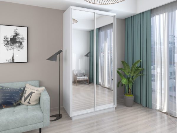White - 160 cm - with Mirror Doors