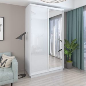White - 120 cm - with Glass Door + Mirror