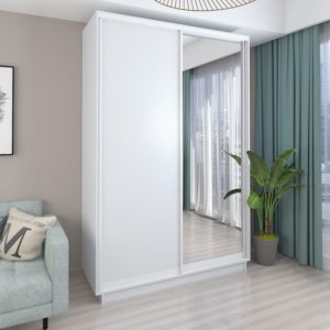 White - 120 cm - with Mirror Door