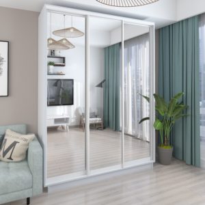 White - 180 cm - with 3 Mirror Doors