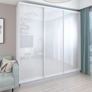 White - 180 cm - with 3 Glass Doors