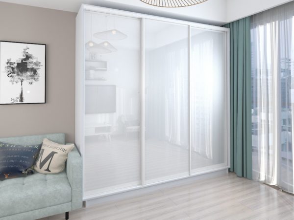 White - 210 cm - with 3 Glass Doors